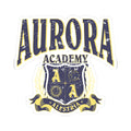 Ruthless Boys of the Zodiac fandom sticker from thtgrlreads features a vintage-style Aurora Academy crest with distressed navy and gold lettering, perfect for Back to School and bookish sticker collections.