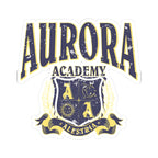 Ruthless Boys of the Zodiac fandom sticker from thtgrlreads features a vintage-style Aurora Academy crest with distressed navy and gold lettering, perfect for Back to School and bookish sticker collections.