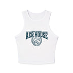 Zodiac Academy-themed white comfort colors cropped tank from thtgrlreads with vintage washed fabric and bold Aer House graphic print, perfect for back to school style.