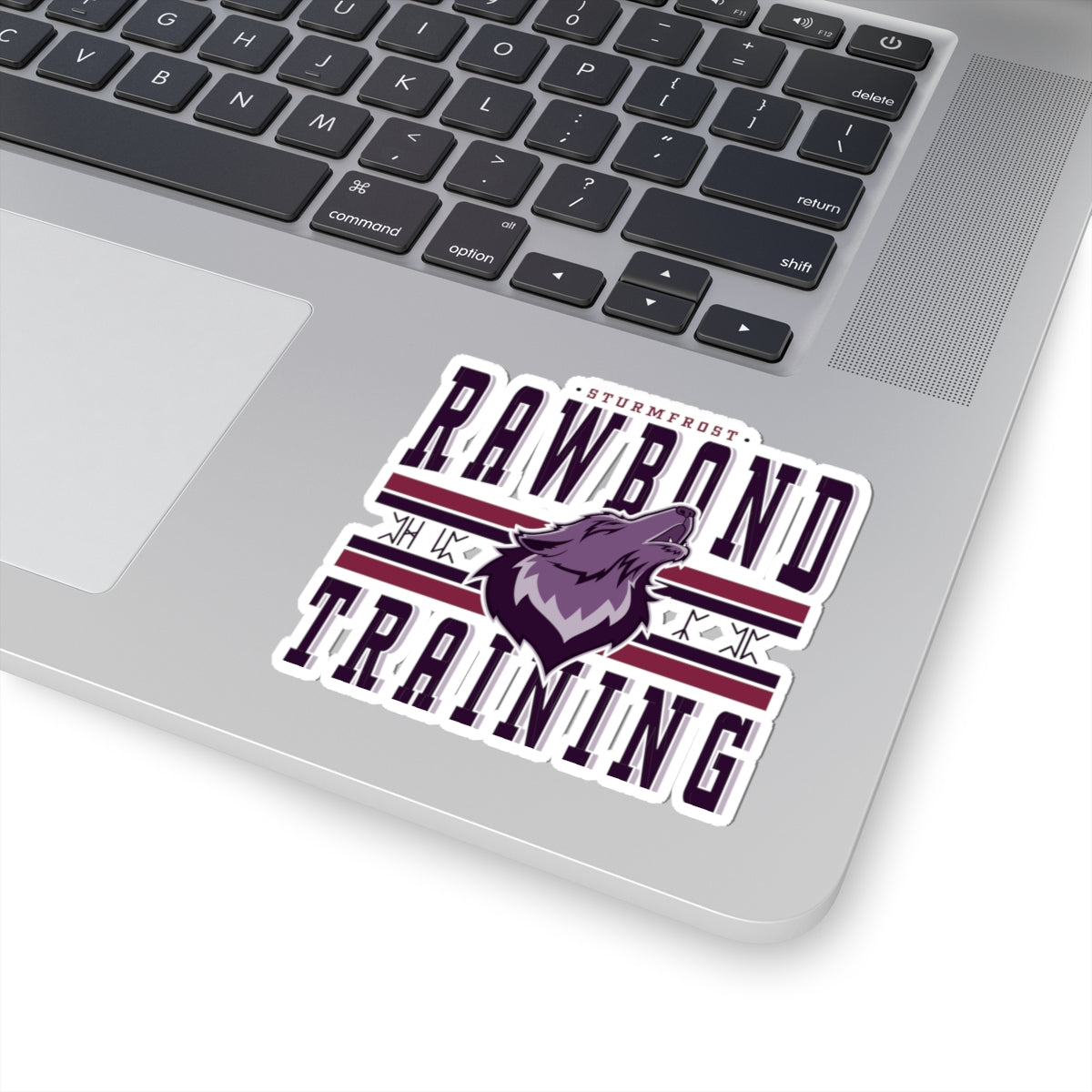 Rawbond Training sticker from thtgrlreads featuring a bold wolf head graphic and varsity-style lettering, part of the Wolves of Ruin and Stickers collections.
