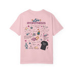 Pink Comfort Colors graphic tee featuring The Love Hypothesis artwork with colorful bookish doodles, from Thtgrlreads Ali Hazelwood collection