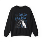 thtgrlreads Wolves of Ruin collection oversized crewneck sweatshirt by Printify featuring a vintage-style graphic of two wolves with text "Cratos & Anassa" on a soft, black Comfort Colors base.