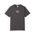 Thtgrlreads Comfort Colors graphic tee from The Life of a Book Bestie collection featuring a minimalist "TBR To Be Read" vintage wash design in white text on soft charcoal fabric.