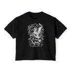 thtgrlreads unisex comfort colors graphic tee featuring a vintage-style black shirt with white gothic script and detailed illustration of a soaring bird, skulls, and bats.