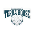 Zodiac Academy-themed Terra House sticker by thtgrlreads featuring a mountain emblem encircled by laurel leaves in a bold collegiate font, perfect for fans.