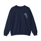 thtgrlreads cozy navy blue Comfort Colors oversized crewneck sweatshirt featuring a small vintage-style embroidered graphic of a dainty vial labeled "Love Potion #410" on the chest