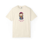 Cream Comfort Colors tee featuring a whimsical Hedgizabeth Bennet character graphic and pink lettering, from Thtgrlreads Ali Hazelwood bookish tees.