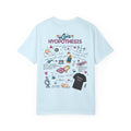 Light blue Comfort Colors graphic tee featuring The Love Hypothesis science doodle design, Ali Hazelwood bookish apparel by Thtgrlreads in the Tees collection