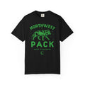 Black Comfort Colors graphic tee featuring a green wolf and Northwest Pack lettering, inspired by Ali Hazelwood's Mate. Thtgrlreads licensed bookish apparel from the Tees collection