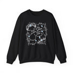 thtgrlreads Wolves of Ruin collection features this black oversized crewneck sweatshirt by Printify with vintage-style graphic of crowns and teardrops framing handwritten text, combining comfort colors fabric with romantasy bookish appeal.