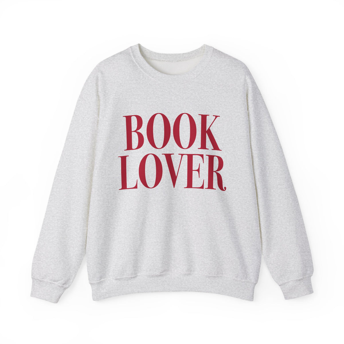 Thtgrlreads crewneck from the Crewnecks collection features a vintage-washed Comfort Colors fabric with bold red "BOOK LOVER" text printed on a cozy, unisex sweatshirt.