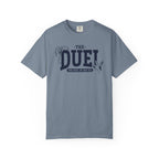 Blood Bound collection Comfort Colors graphic tee by thtgrlreads featuring a vintage wash, ring-spun cotton unisex fit with dark blue printed text "The Duel" and phrase "You Duel Or You Die" from Printify.