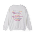 Light gray crewneck sweatshirt featuring a colorful Jack Smith Turner quote from Love Theoretically by Ali Hazelwood, Thtgrlreads bookish apparel