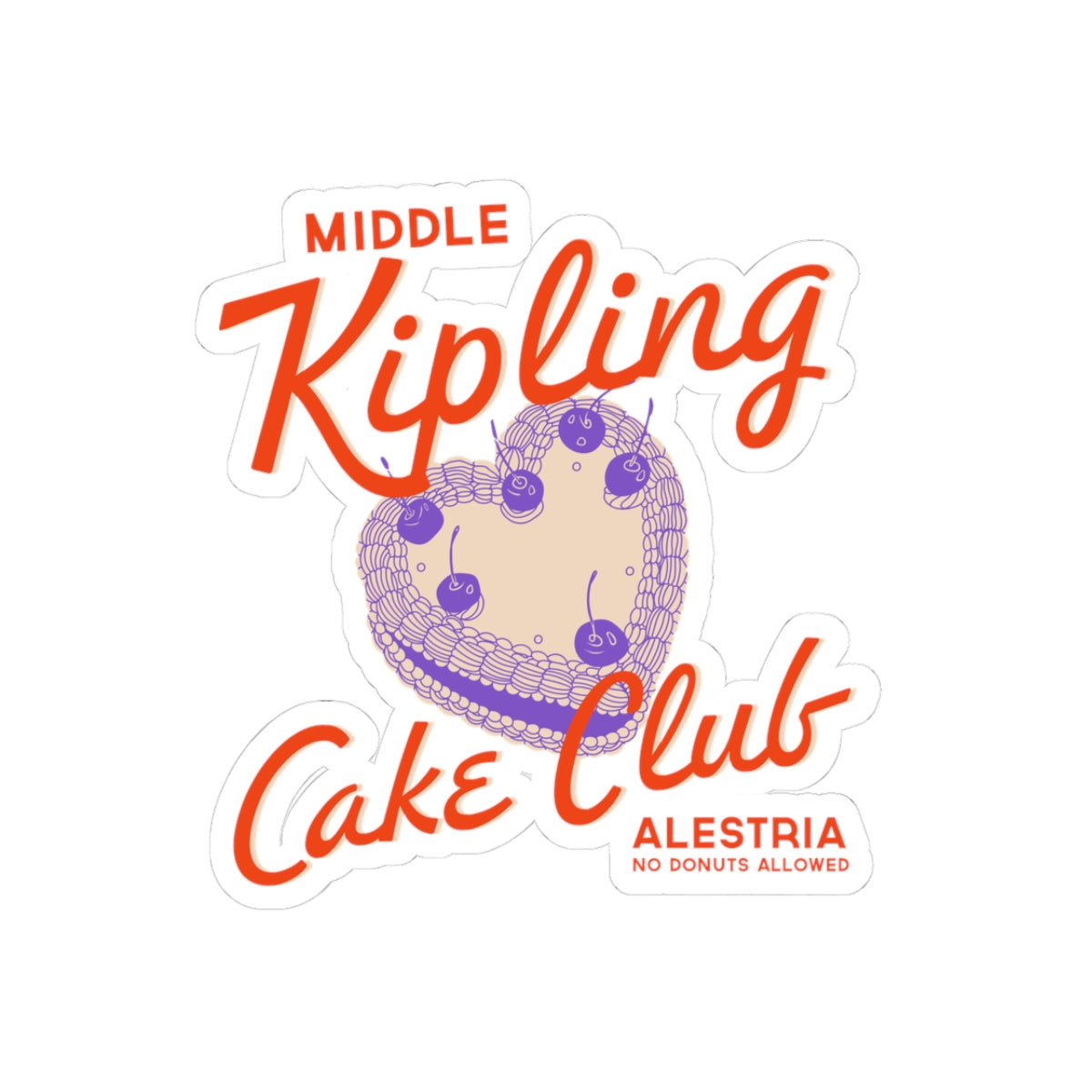 thtgrlreads Ruthless Boys of the Zodiac collection sticker featuring a heart-shaped cherry cake illustration with bold orange script text referencing the Kipling Brothers and Alestria.