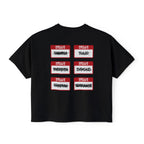 Thtgrlreads Kindred's Curse Saga crop top featuring a vintage wash Comfort Colors base with printed name tag graphics crossed out for a bold bookish design.