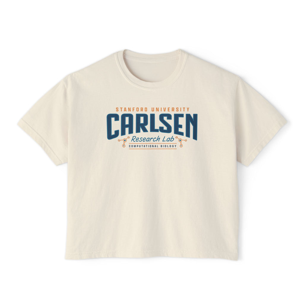 Cream Carlsen Research Lab cropped tee with Stanford University computational biology graphic from Thtgrlreads Ali Hazelwood Tees collection