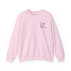 Pink Love Hypothesis crewneck sweatshirt with a small chest graphic, officially licensed bookish apparel from Thtgrlreads in the Crewnecks and Ali Hazelwood collections.