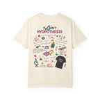Cream The Love Hypothesis graphic tee with colorful science and romance doodles, a relaxed Comfort Colors cotton shirt from Thtgrlreads in Tees and Ali Hazelwood