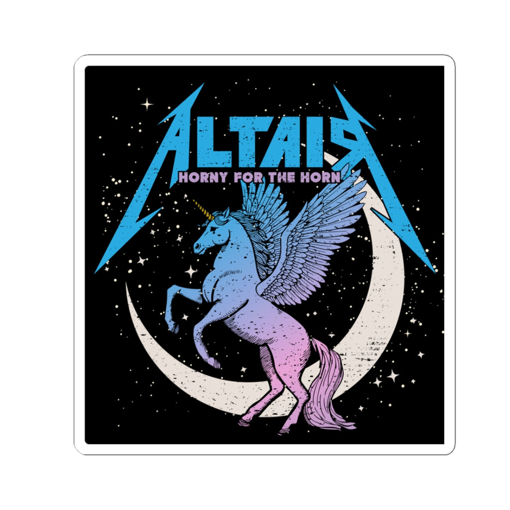 Sticker from thtgrlreads featuring a Zodiac Academy-inspired design with a pastel blue and purple winged unicorn rearing in front of a crescent moon and starry background.