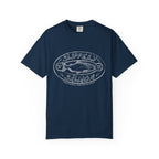 A vintage wash Comfort Colors graphic tee by thtgrlreads featuring a hand-drawn "Slippery Salmon" design in white ink, from the Zodiac Academy collection.