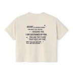Kindred's Curse Saga crop top from thtgrlreads features vintage wash Comfort Colors fabric with a bold text graphic expressing intense romantic devotion, part of Tees collection.