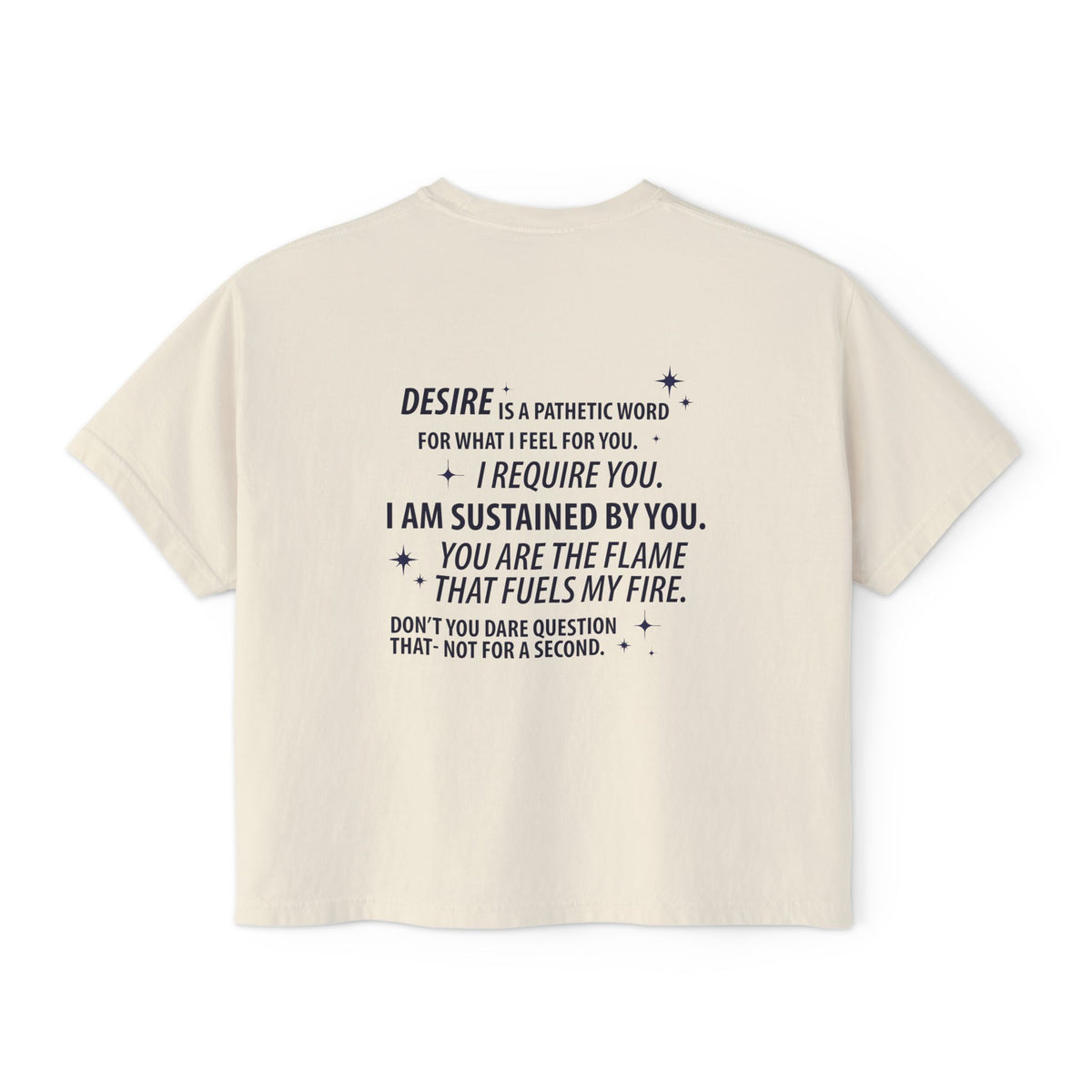 Kindred's Curse Saga crop top from thtgrlreads features vintage wash Comfort Colors fabric with a bold text graphic expressing intense romantic devotion, part of Tees collection.