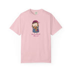 Pink Comfort Colors graphic tee featuring an illustrated Hedgizabeth Bennet hedgehog and lettering, Ali Hazelwood merch from Thtgrlreads.