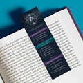 Bookmark from the Zodiac Academy collection by thtgrlreads featuring a celestial design with a reading order checklist for the Zodiac Academy and Ruthless Boys of the Zodiac books, styled in elegant fonts and a dark starry background.
