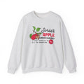 Kindred's Curse Saga crewneck by thtgrlreads featuring a vintage-washed, light gray Comfort Colors oversized sweatshirt with a colorful apple orchard graphic and bold text.